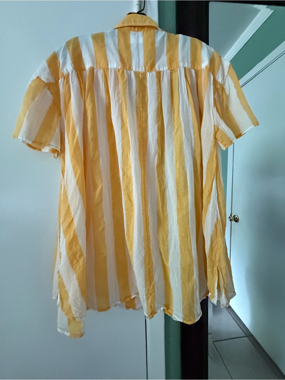 We The Free Yellow & White Striped Button-Down Shirt size M (oversized) - Picture 6 of 11
